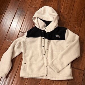 The North Face Black and White Hooded Fleece Jacket